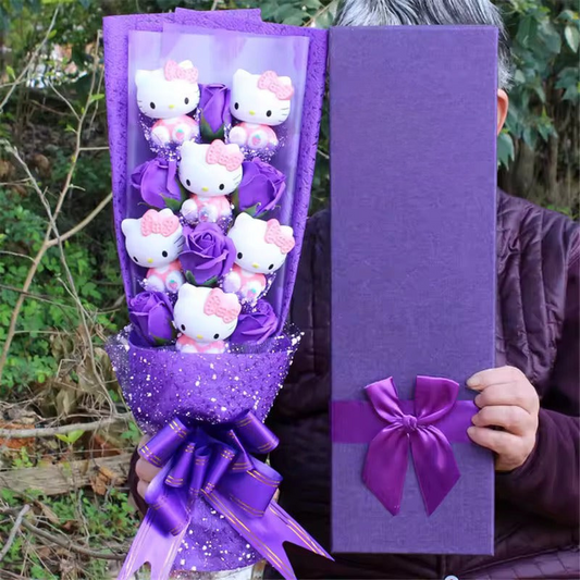 Kitty Rose Bouquet with Ribbon And Gift Box Presentation