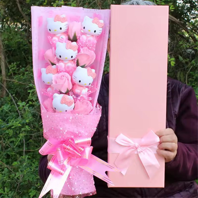 Kitty Rose Bouquet with Ribbon And Gift Box Presentation