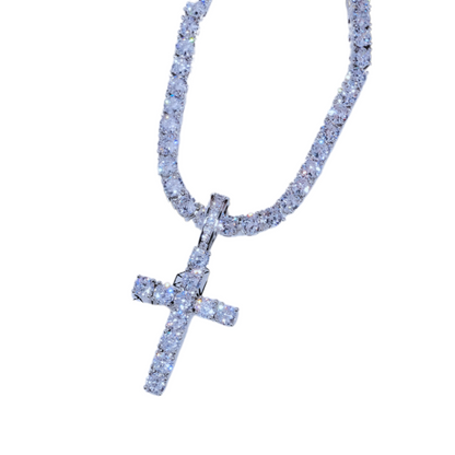 Cross Pendant Necklace With Diamond Accents