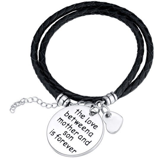 The Love Between A Mother And Son Is Forever - Hand Stamped Bracelet