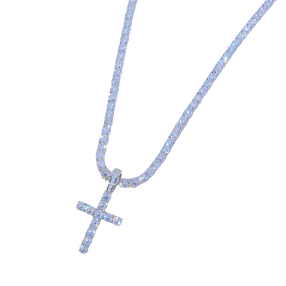 Cross Pendant Necklace With Diamond Accents