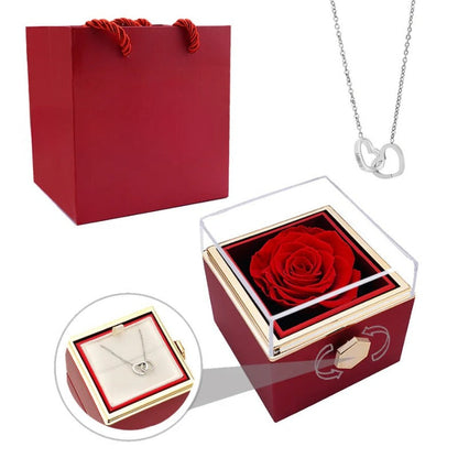 Eternal Rose Box With Custom Engraved Necklaces