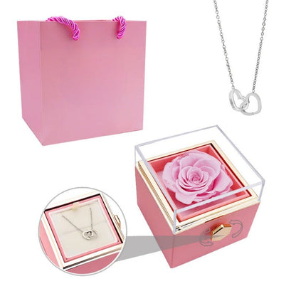 Eternal Rose Box With Custom Engraved Necklaces