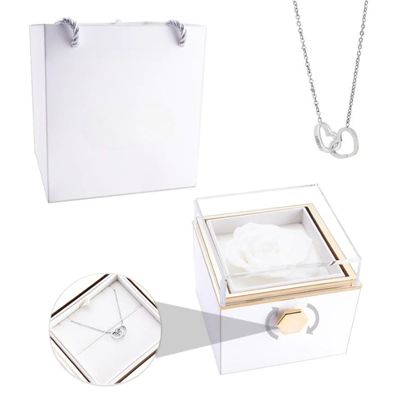 Eternal Rose Box With Custom Engraved Necklaces