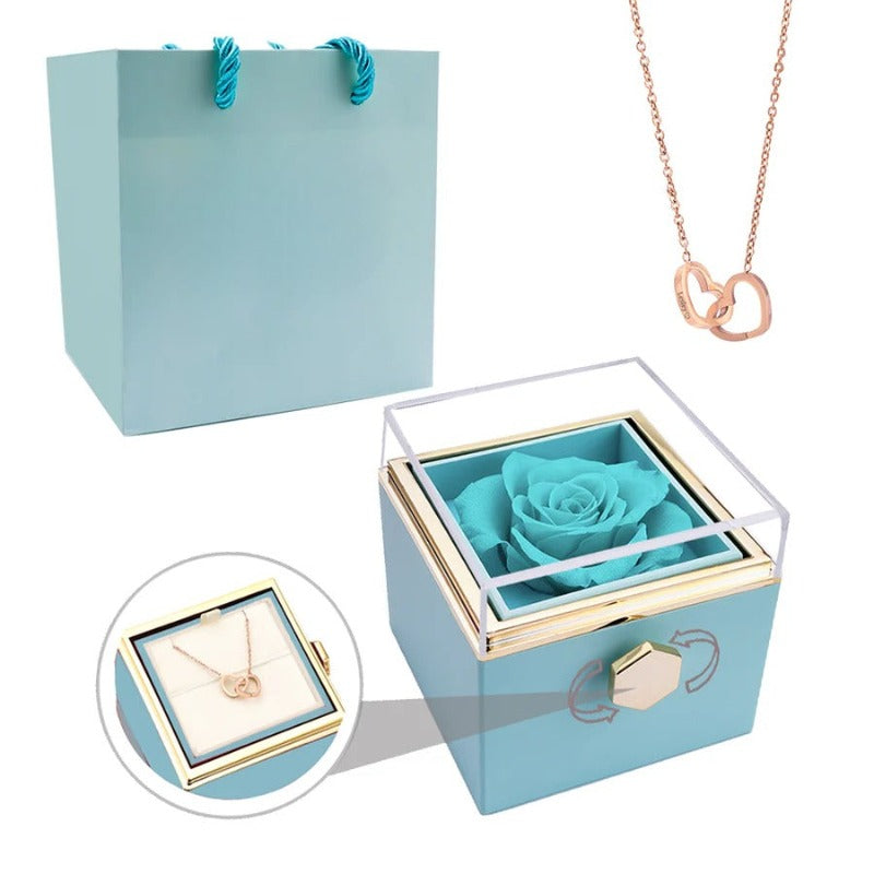 Eternal Rose Box With Custom Engraved Necklaces