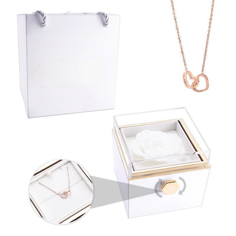 Eternal Rose Box With Custom Engraved Necklaces