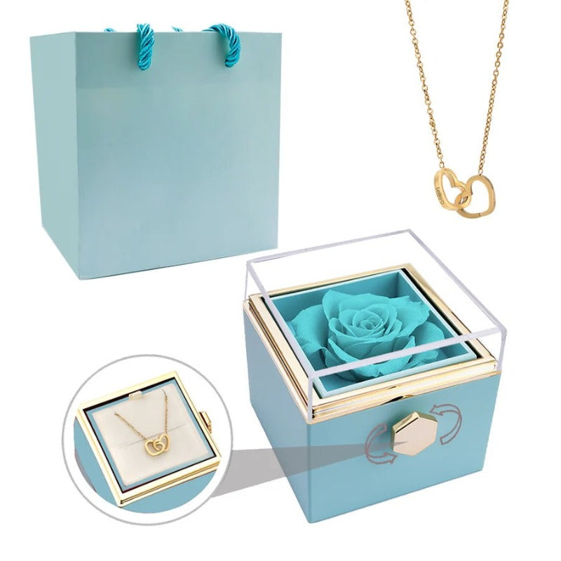 Eternal Rose Box With Custom Engraved Necklaces