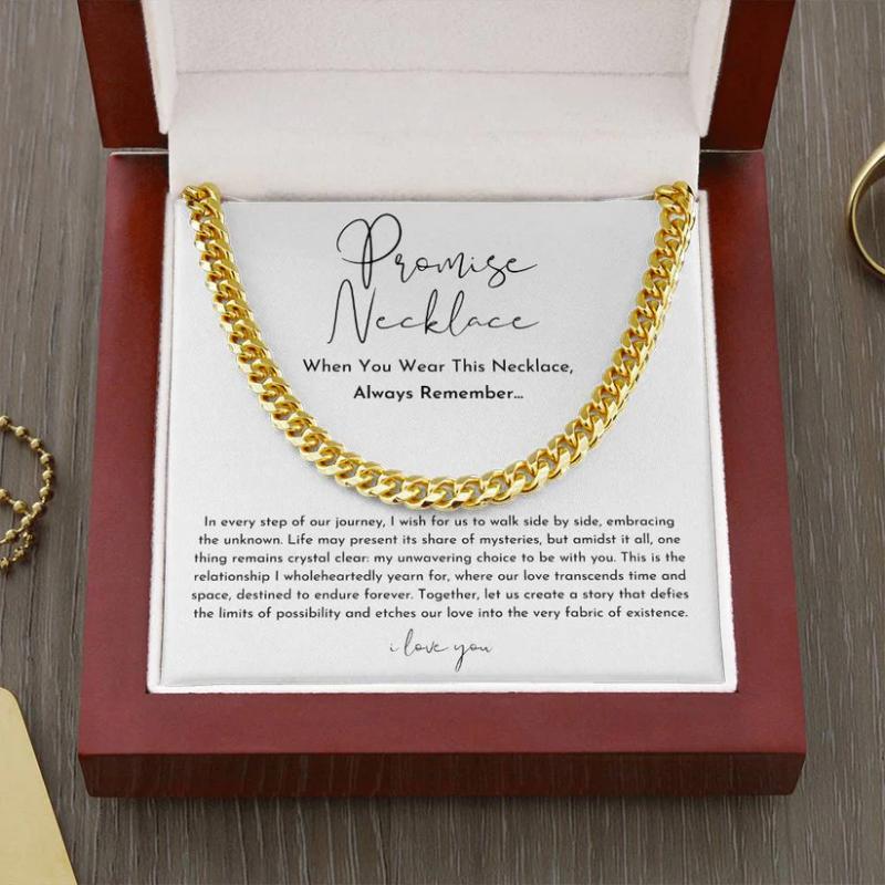 Cuban Design Promise Necklace Gift Box