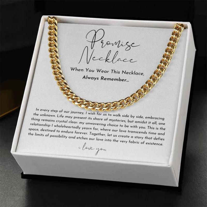 Cuban Design Promise Necklace Gift Box