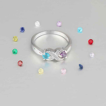 Infinity Lover 925 Sterling Silver Ring - 2 Custom Name & Birthstone