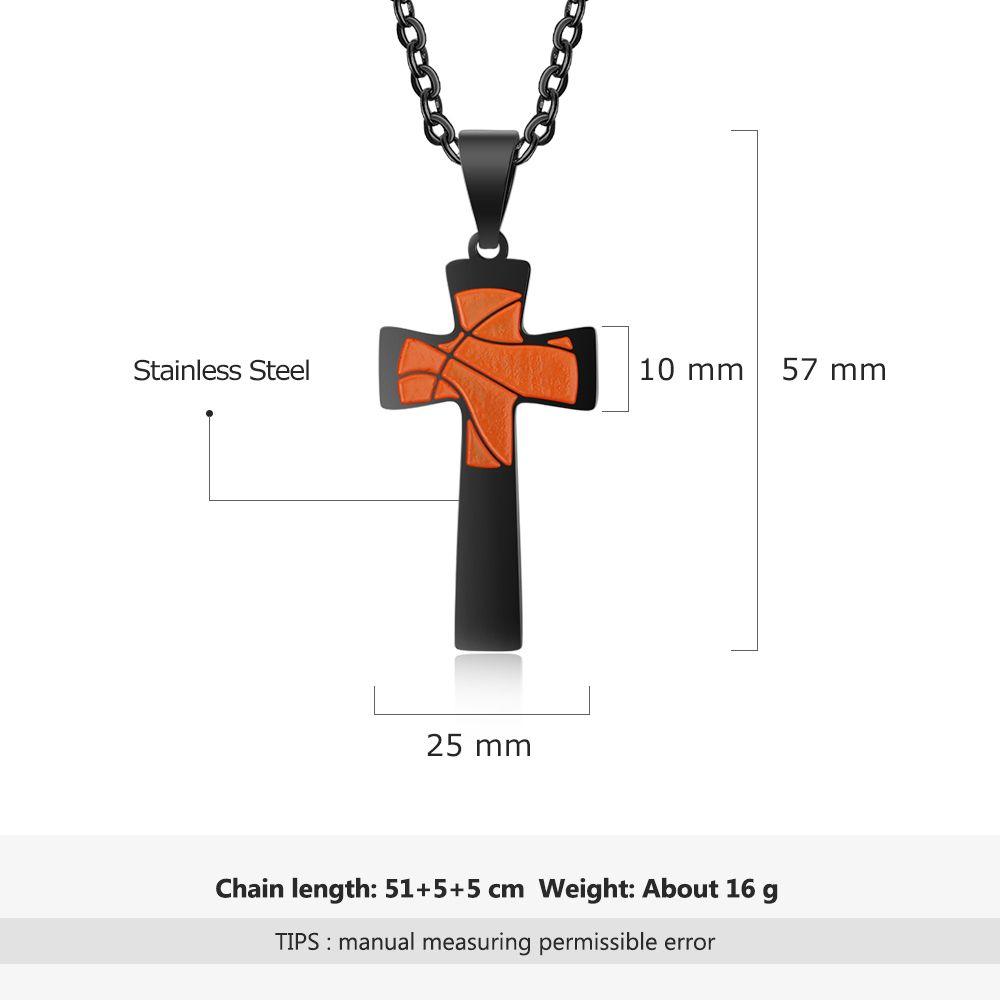 Basketball Pattern Cross Shape Personalized Pendant Necklace - Ashley Jewels