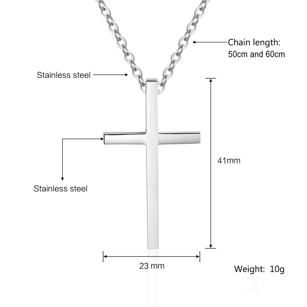 Personalized Unisex Stainless Steel Necklace with Engrave Name Cross Pendant - Ashley Jewels