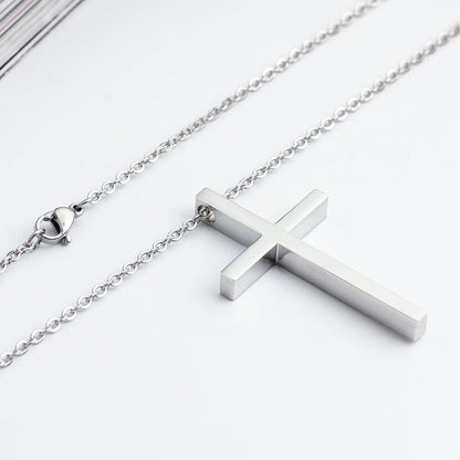 Personalized Unisex Stainless Steel Necklace with Engrave Name Cross Pendant - Ashley Jewels