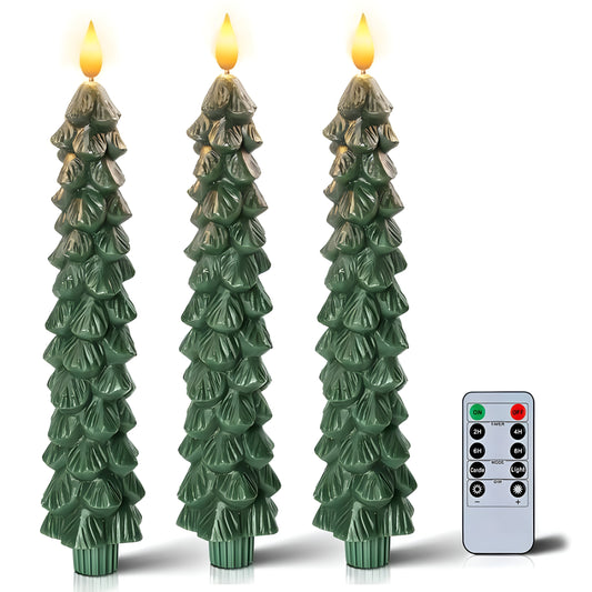 Christmas Tree Shaped Flameless LED Candles With Remote Control