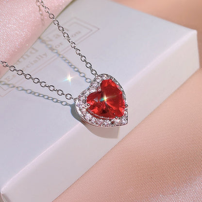 Ruby Gemstone Charm Women Necklace