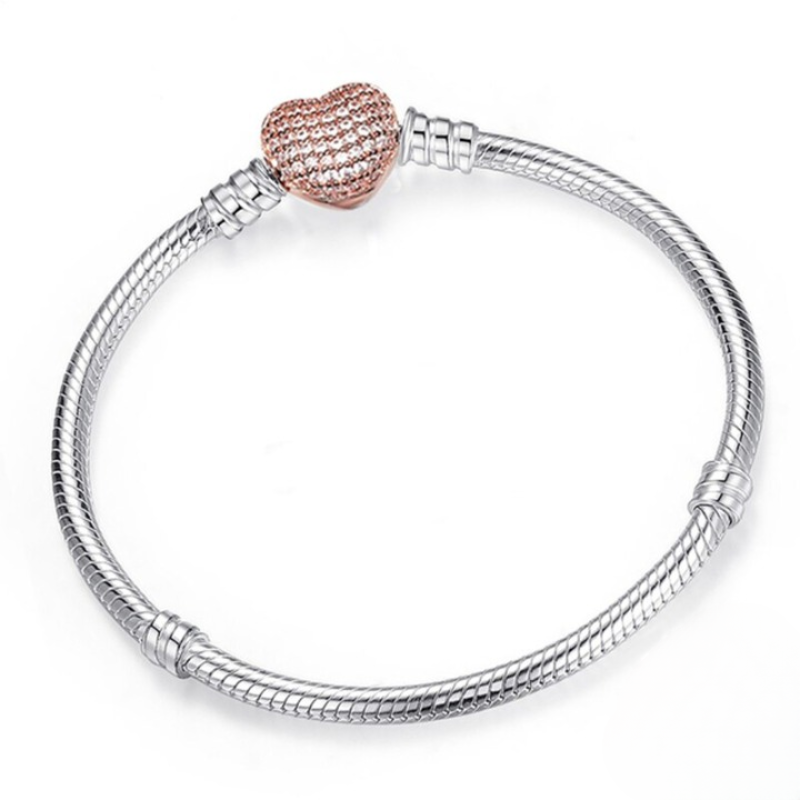 Sterling Charm Chain Bangle Bracelets For Women