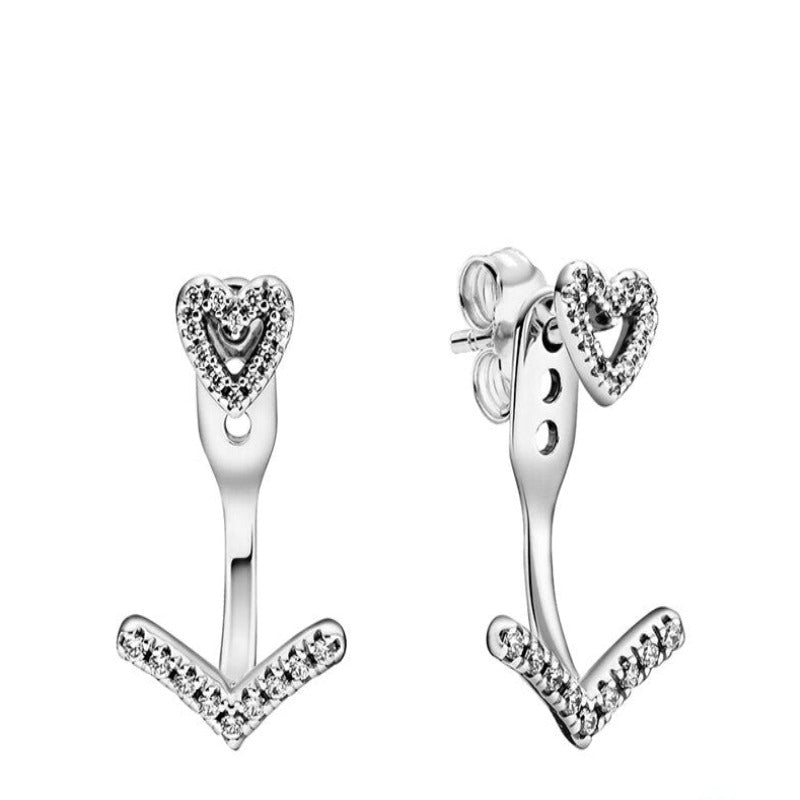 Zircon Silver Stud Hoop Earrings For Women