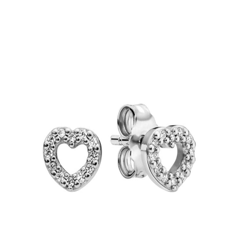 Zircon Silver Stud Hoop Earrings For Women