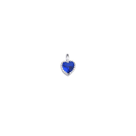 Sterling Silver Color Zircon Heart Charm Pendant