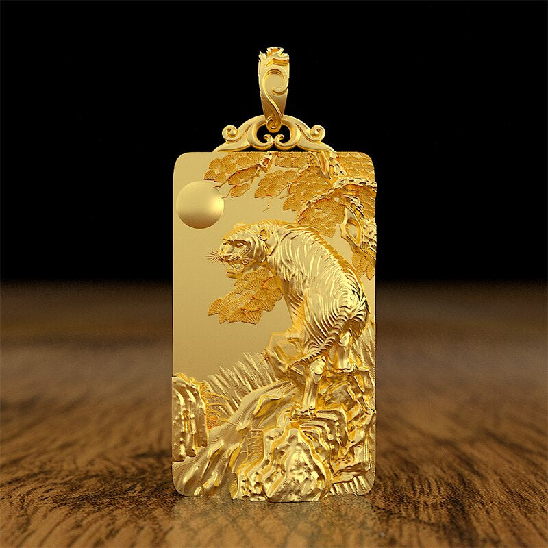 Men's Zodiac Mountain Tiger Pendant