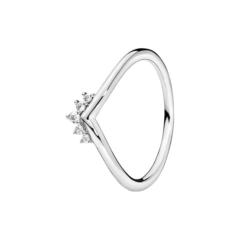 Sterling Silver Zircon Round Sparkling Ring For Women