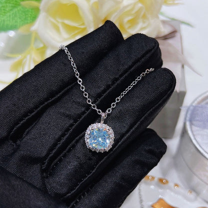 Aquamarine Jelly Bean Square Pendant