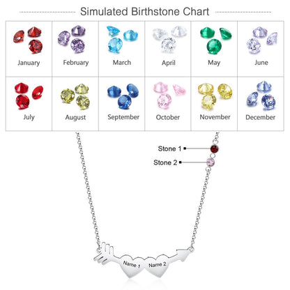 Custom Cupid's Arrow Necklace with Birthstones