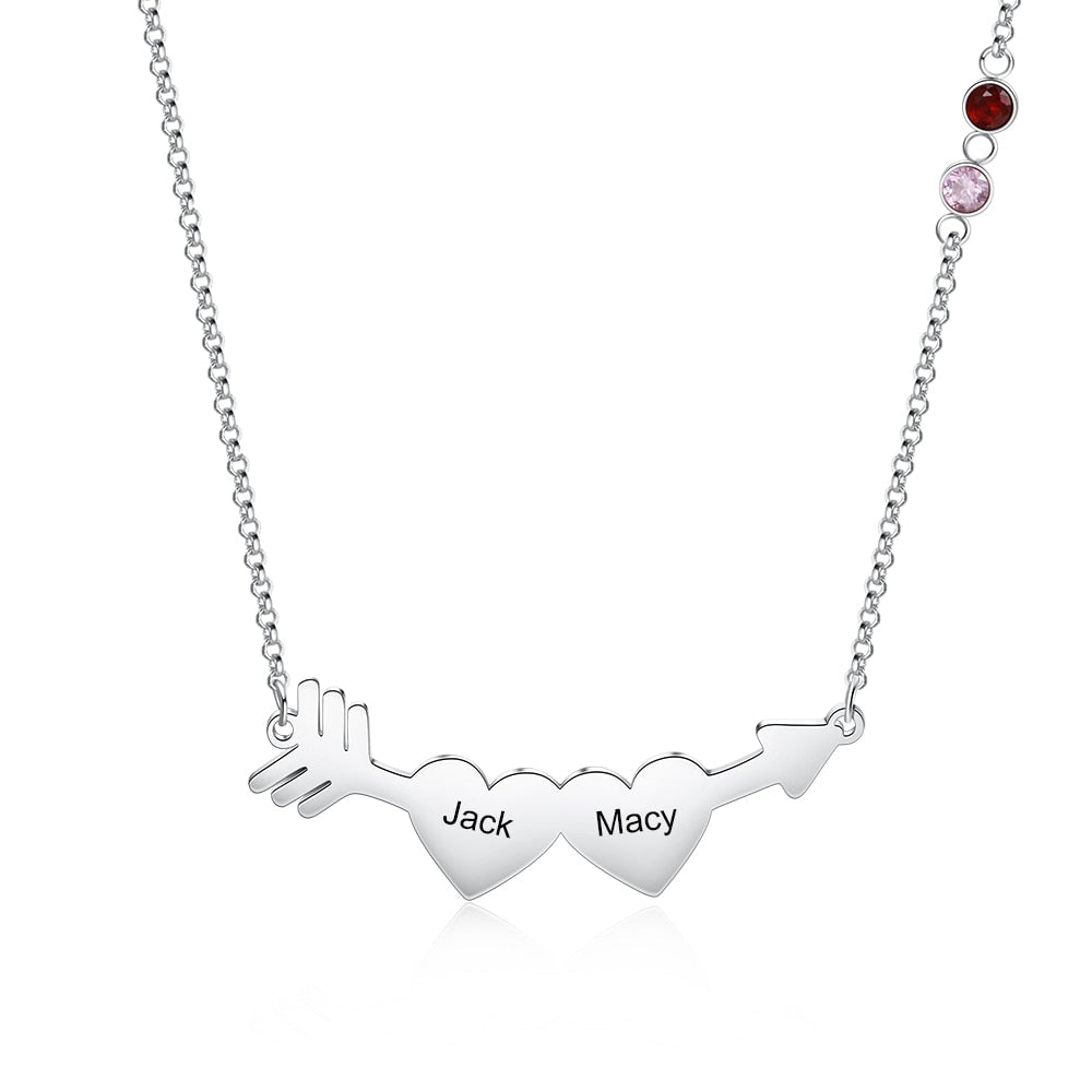 Custom Cupid's Arrow Necklace with Birthstones