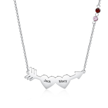 Custom Cupid's Arrow Necklace with Birthstones