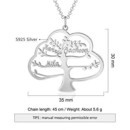 Custom Family Tree Name Necklace Personalized Tree of Life Nameplate Pendant Fine Jewelry Gifts