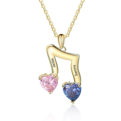 Personalized Musical Note Necklace with Birthstone