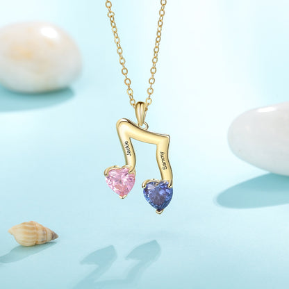 Personalized Musical Note Necklace with Birthstone